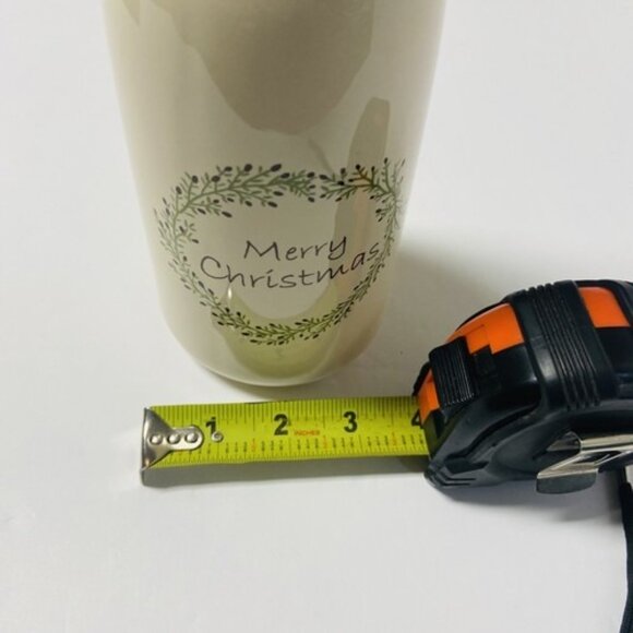 Merry Christmas Milk Bottle Carafe Vase Cottage Grandma Decor 9 in Ceramic - Picture 10 of 10